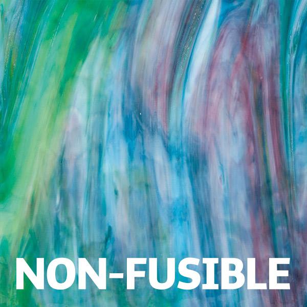 White Opalescent, Turquoise Transparent, Lime Green Transparent, Gold Pink Transparent Mottle