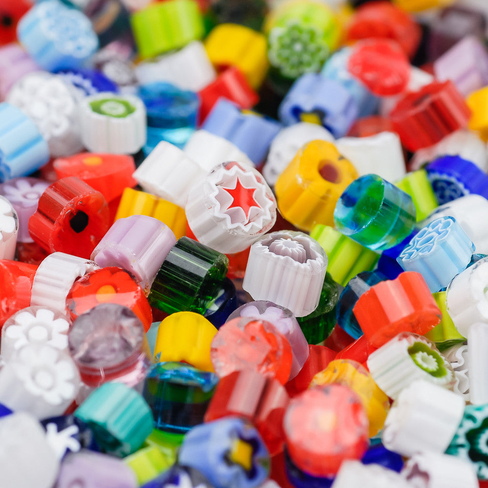 7-8mm Assorted Transparents Millefiori - 1 oz.