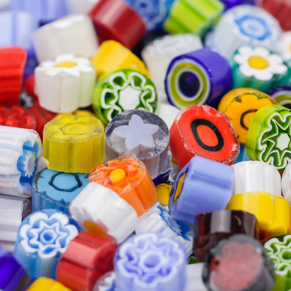 10-12mm Assorted Transparents Millefiori - 1 oz.