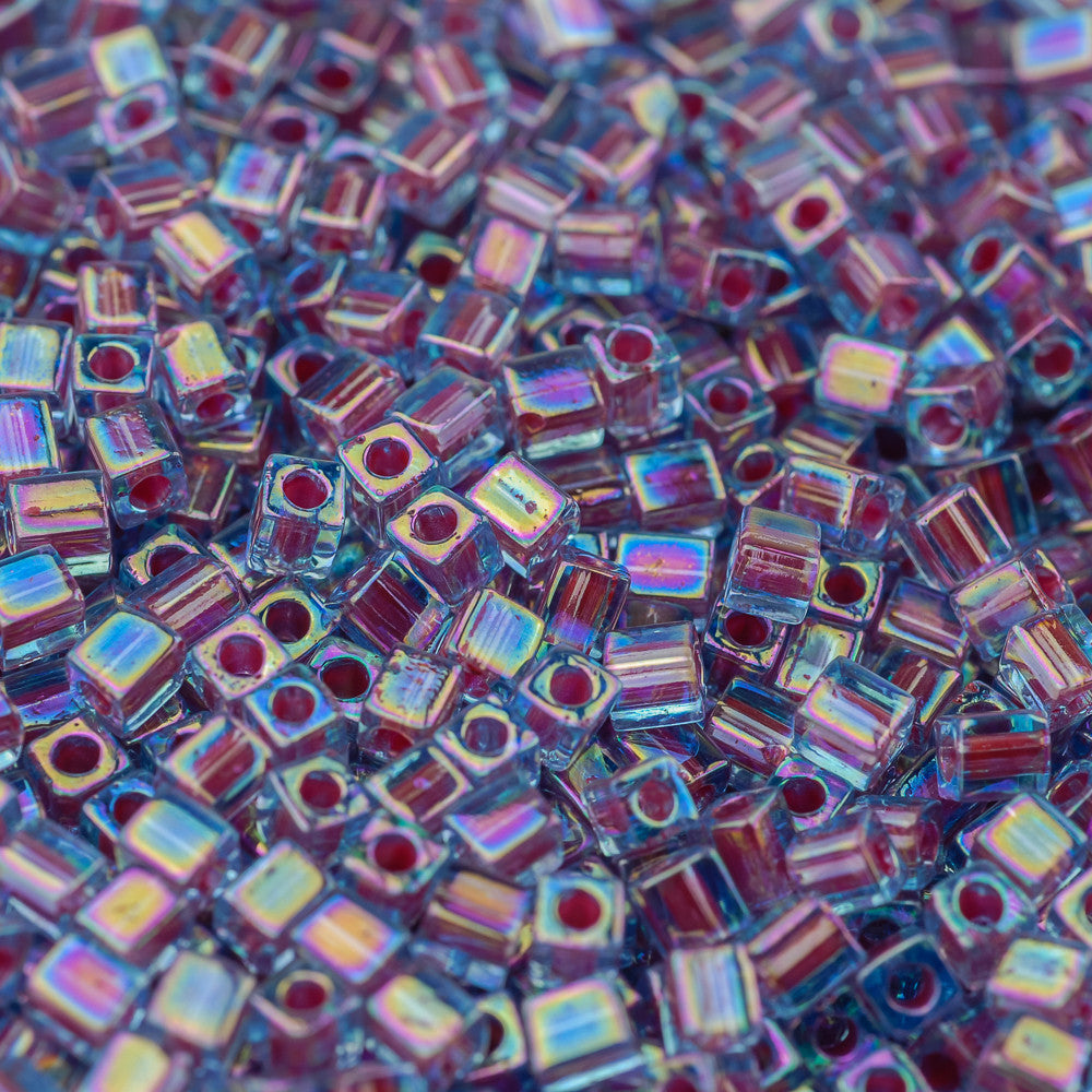 Hot Pink Lined Aqua AB Miyuki Cube Bead – Luna Mosaic Arts