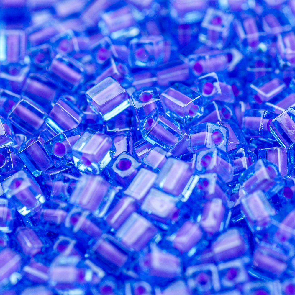 Lilac Lined Aqua Miyuki Cube Bead – Luna Mosaic Arts
