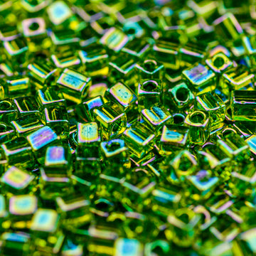 Green Lined Chartreuse AB Miyuki Cube Bead