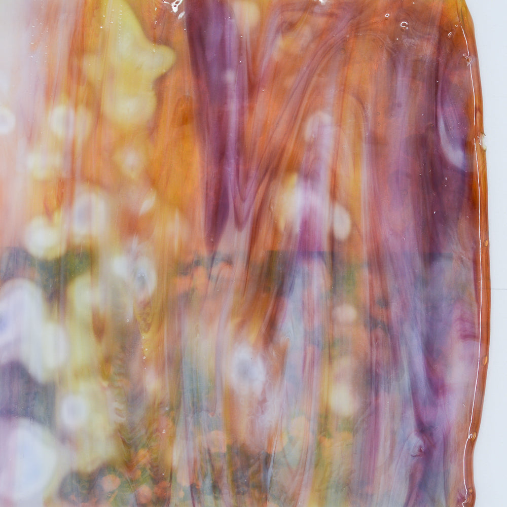White Opalescent, Olive Green Transparent, Gold Pink Transparent Mottle