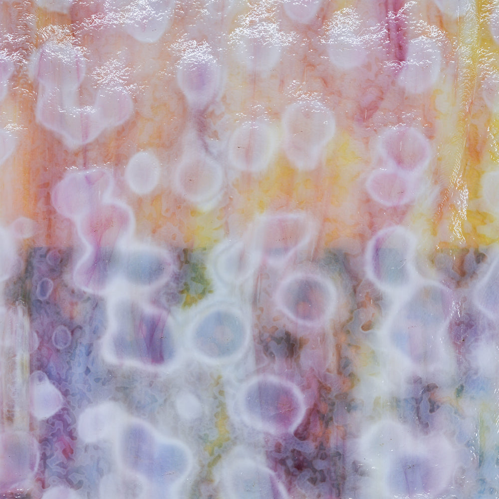 White Opalescent, Olive Green Transparent, Gold Pink Transparent Mottle