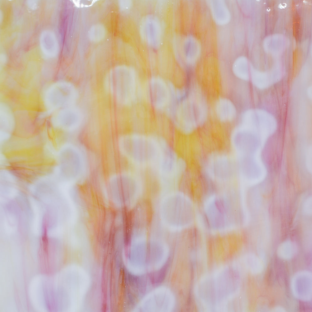 White Opalescent, Olive Green Transparent, Gold Pink Transparent Mottle