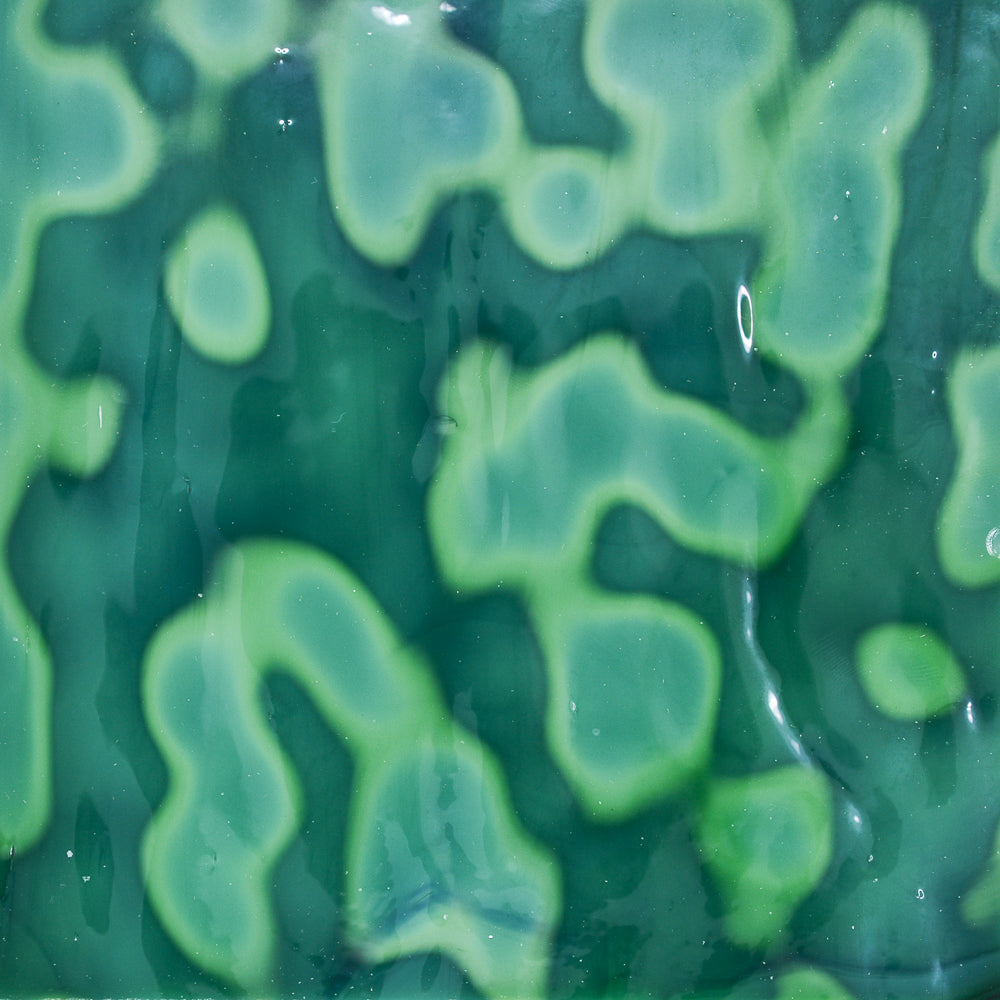 Medium Leaf Green Opalescent, Emerald Green Transparent Mottle