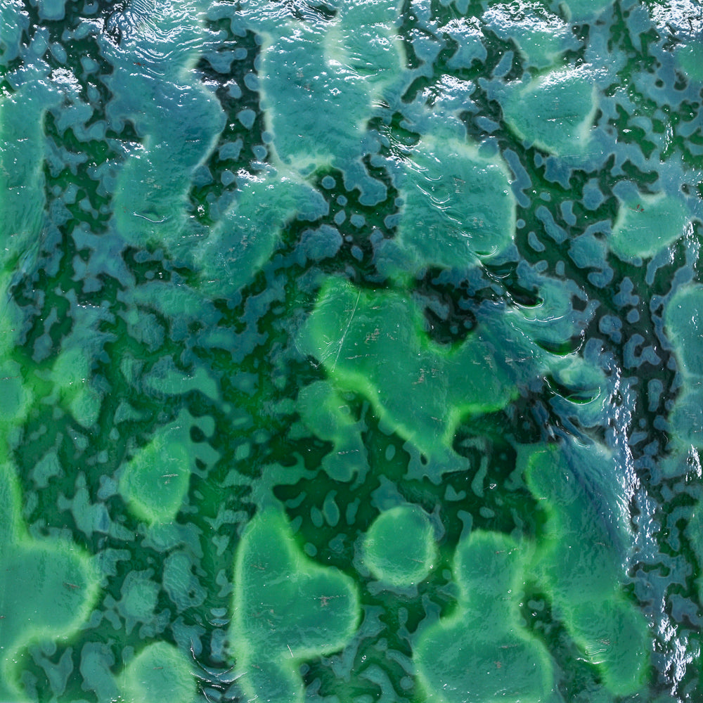 Medium Leaf Green Opalescent, Emerald Green Transparent Mottle