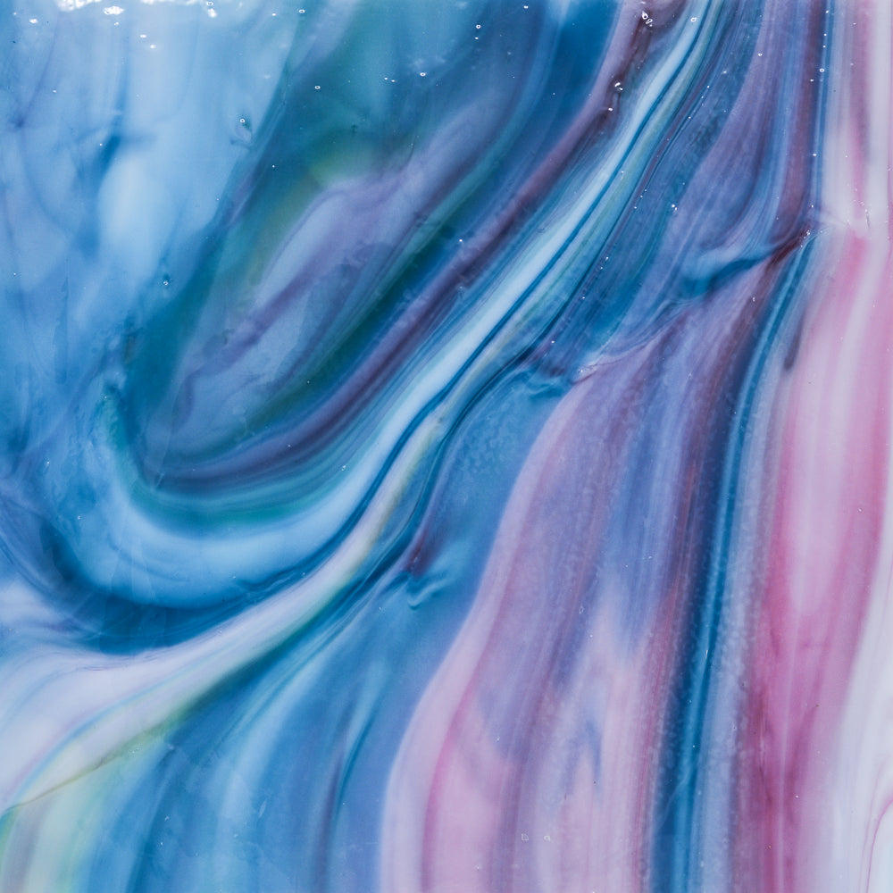 White Opalescent, Turquoise Transparent, Lime Green Transparent, Gold Pink Transparent Mottle