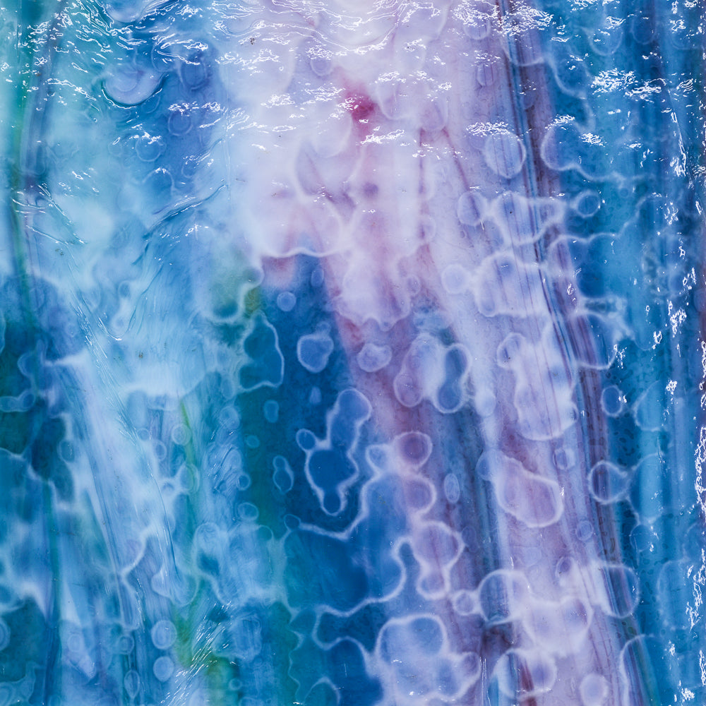 White Opalescent, Turquoise Transparent, Lime Green Transparent, Gold Pink Transparent Mottle