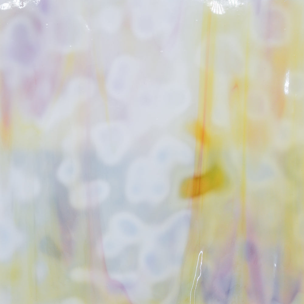 Lemon Yellow Opalescent, White Opalescent, Gold Pink Transparent Mottle