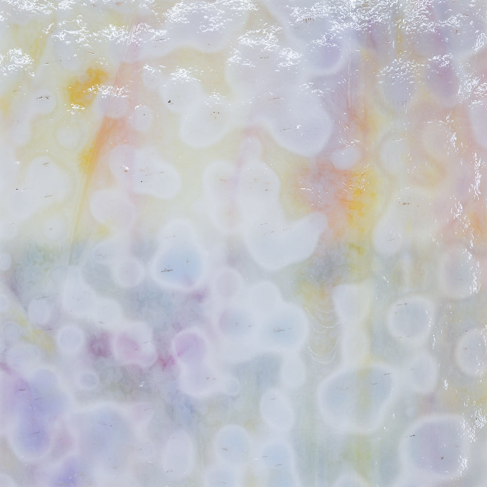 Lemon Yellow Opalescent, White Opalescent, Gold Pink Transparent Mottle