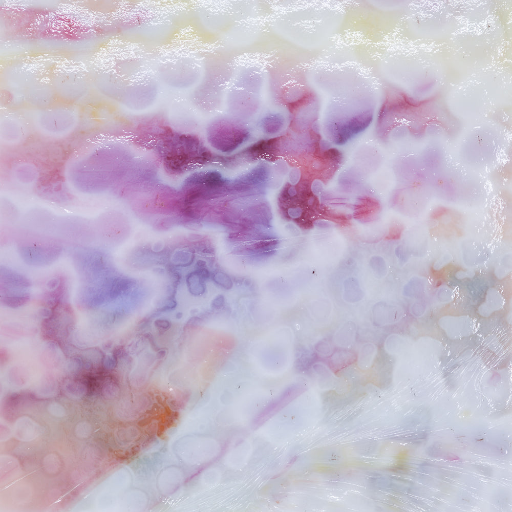 Lemon Yellow Opalescent, White Opalescent, Gold Pink Transparent Mottle