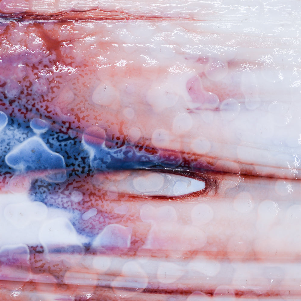 White Opalescent, Burgundy Transparent Mottle