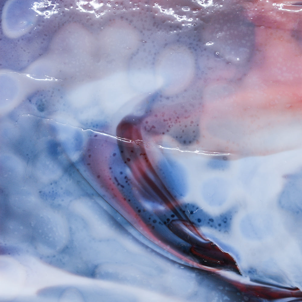 White Opalescent, Burgundy Transparent Mottle