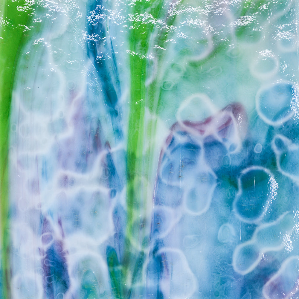 White Opalescent, Lime Green Transparent, Turquoise Transparent, Gold Pink Transparent Mottle