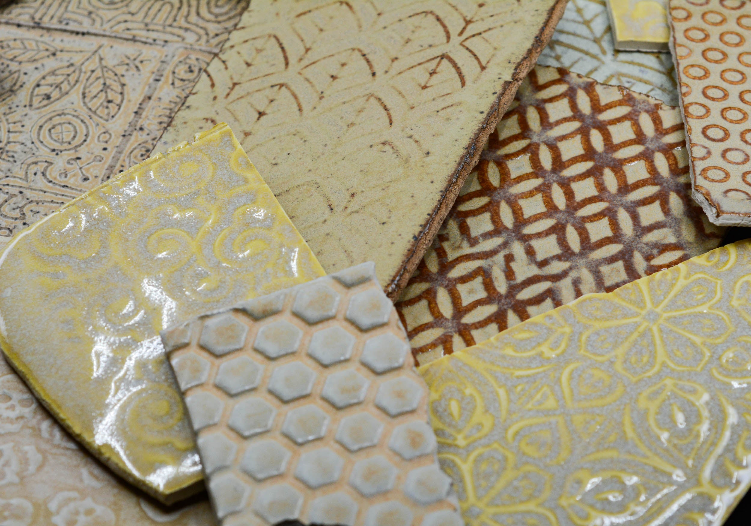 Ceramic Tiles for Crafts Mosaics Yellow Gold Orange Cream 3lbs+ Tesserae  LOT