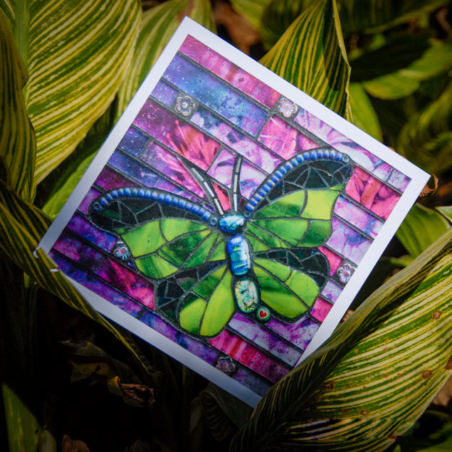 Chartreuse Butterfly - Blank Greeting Card – Luna Mosaic Arts