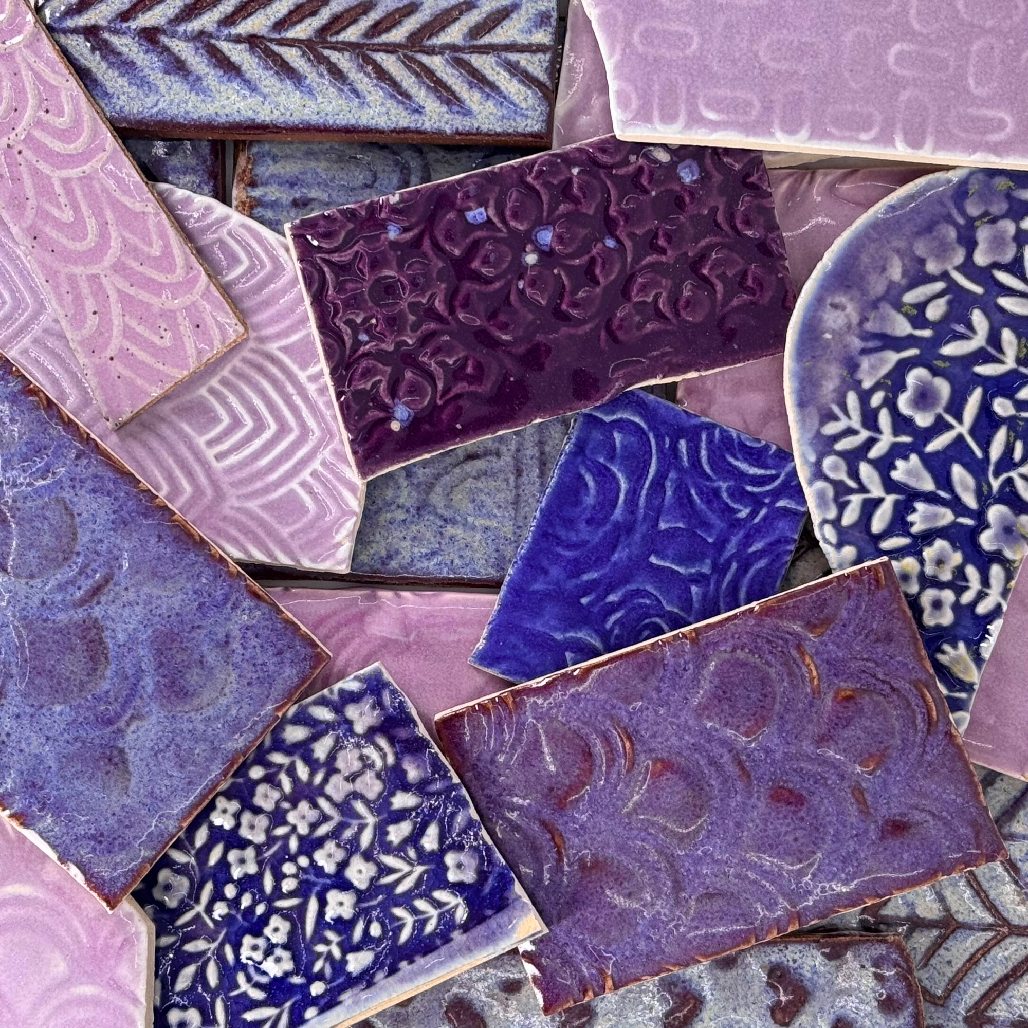 Purples - Handmade Ceramic Tile Scraps