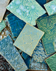 Aqua and Turquoise - Handmade Ceramic Tile Scraps