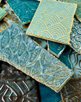 Aqua and Turquoise - Handmade Ceramic Tile Scraps