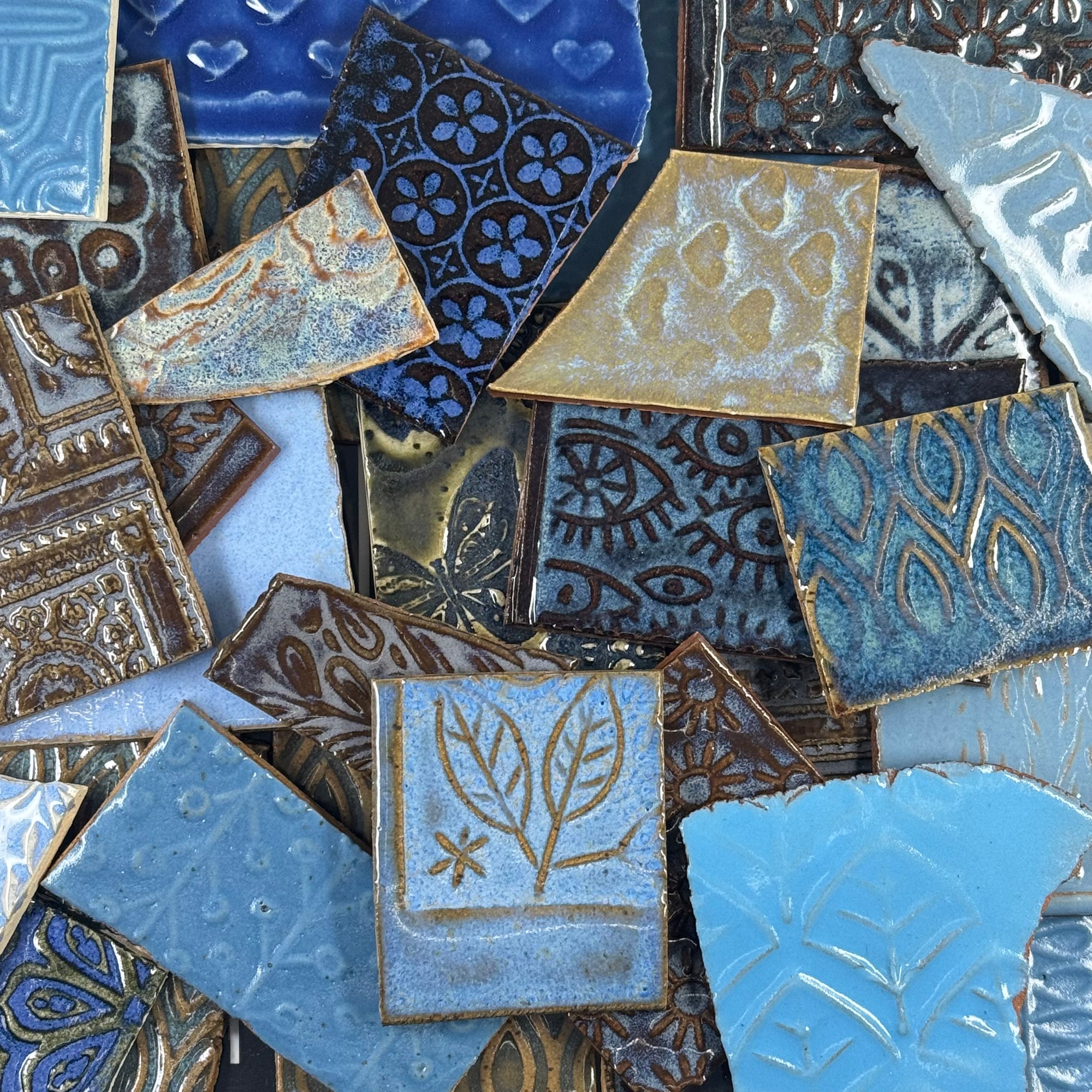 Blues - Handmade Ceramic Tile Scraps