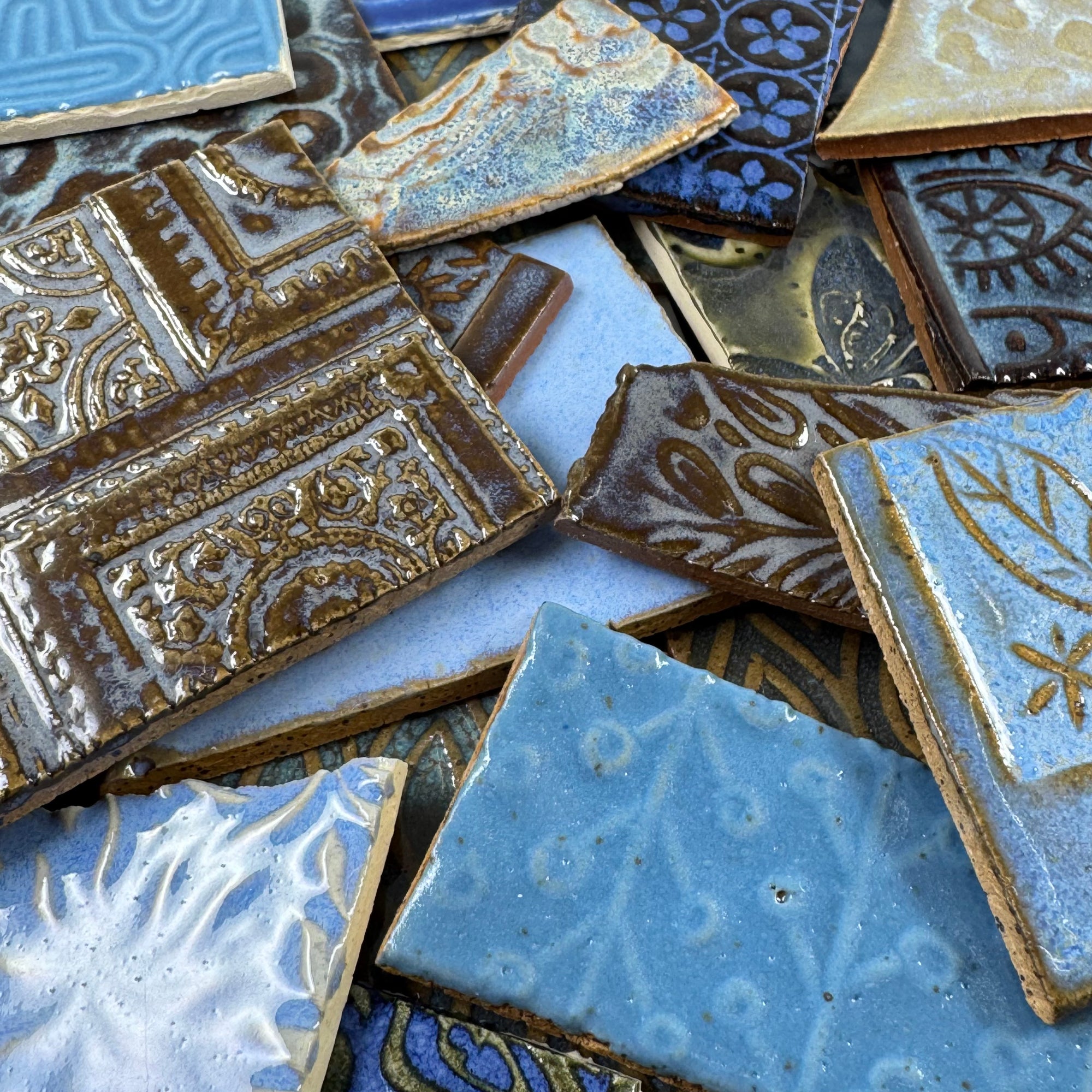 Blues - Handmade Ceramic Tile Scraps