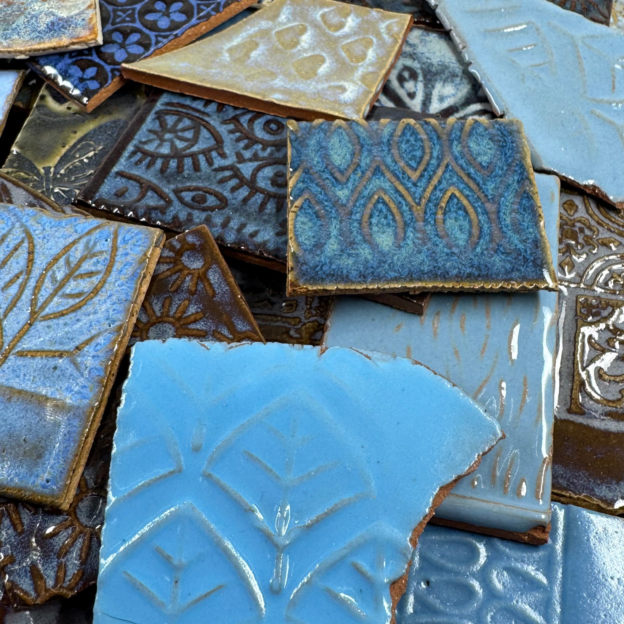 Blues - Handmade Ceramic Tile Scraps