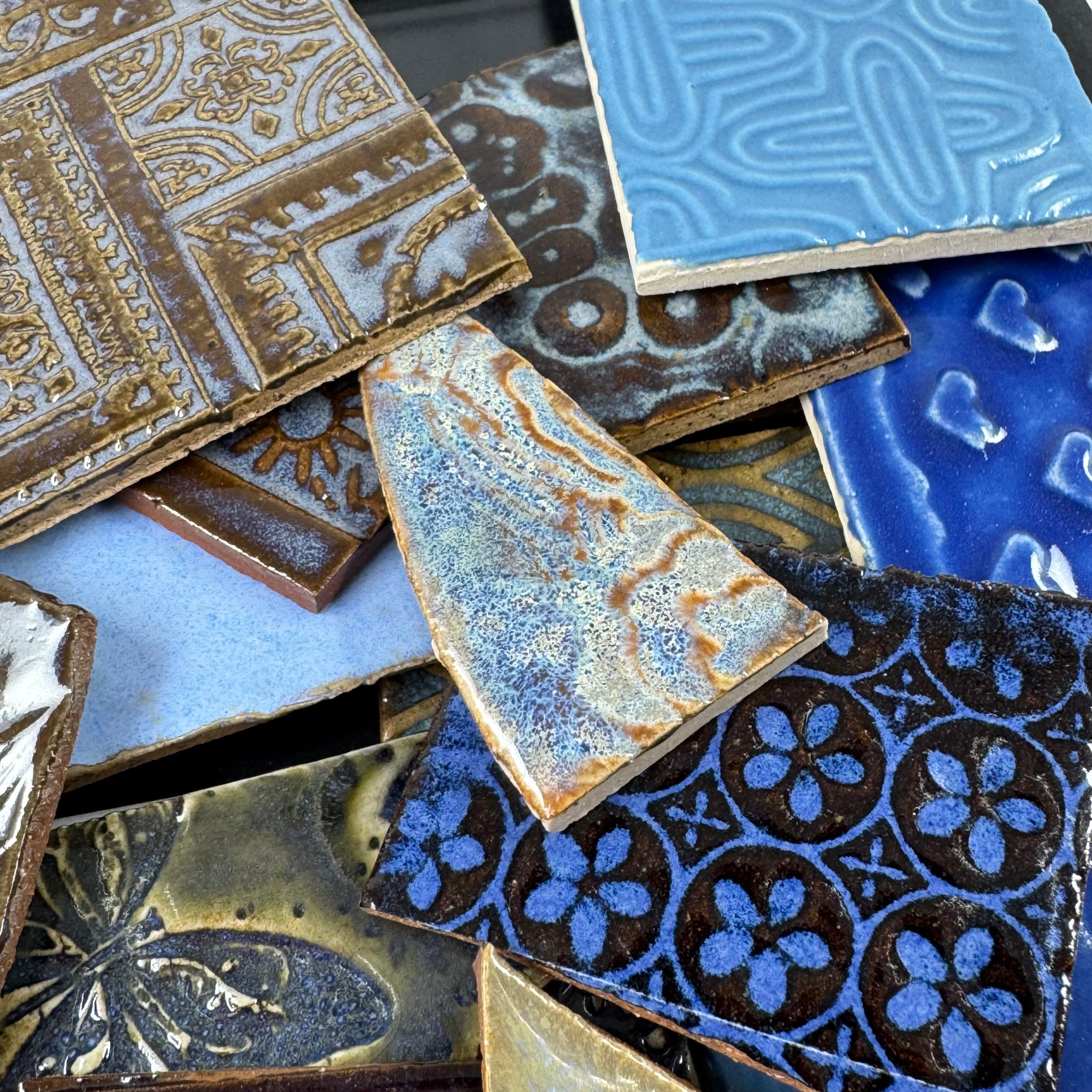 Blues - Handmade Ceramic Tile Scraps