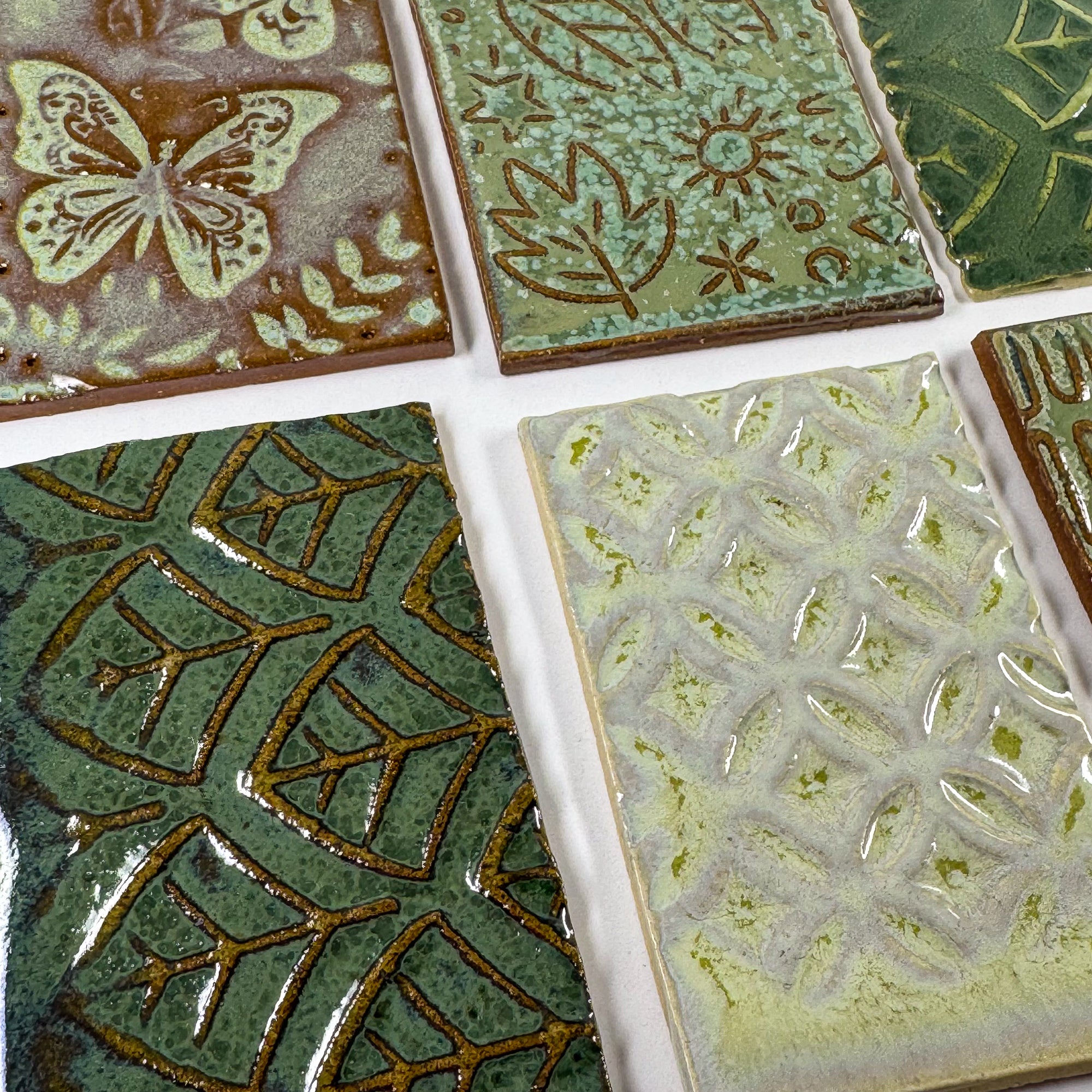 Greens - Handmade Ceramic Tile Scraps