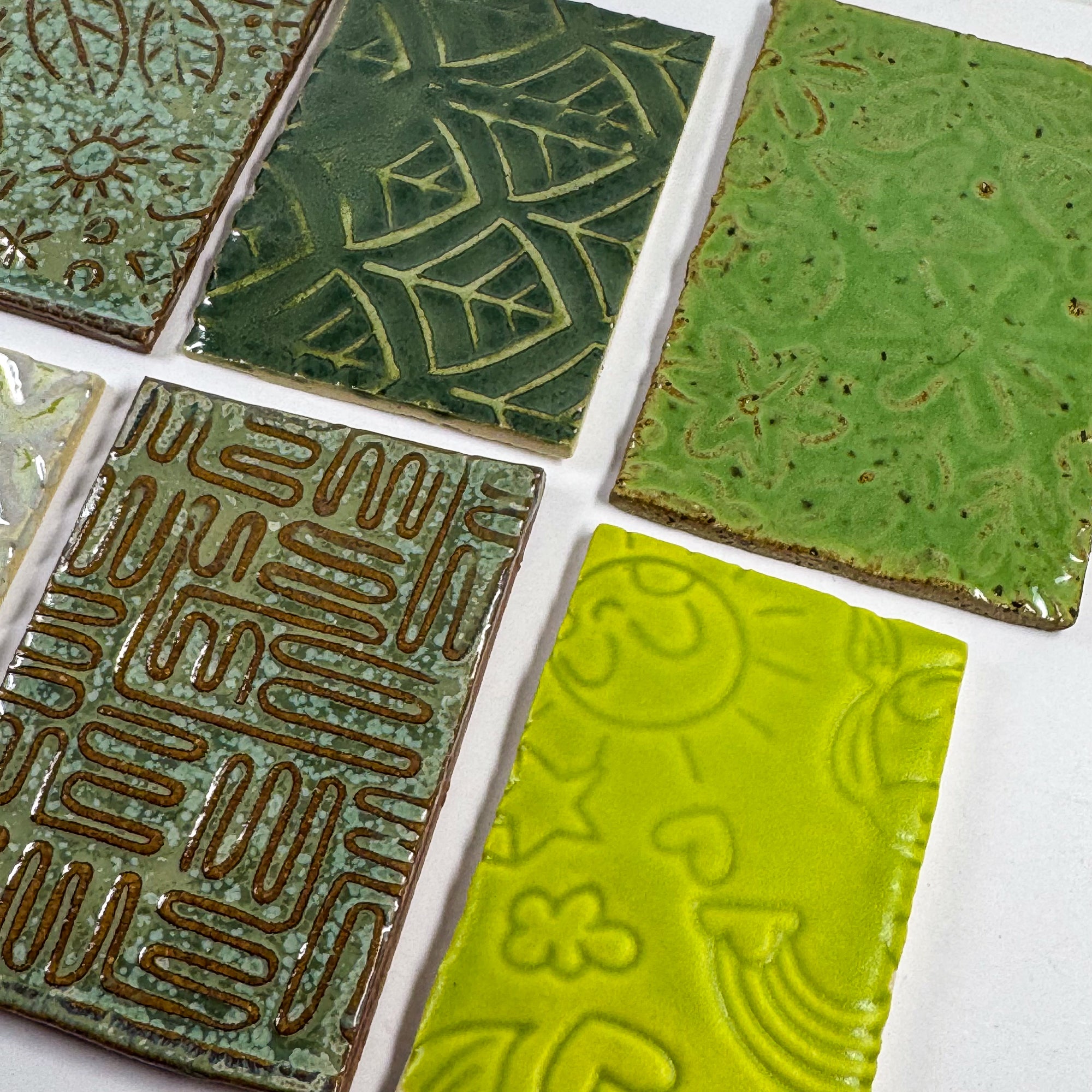 Greens - Handmade Ceramic Tile Scraps