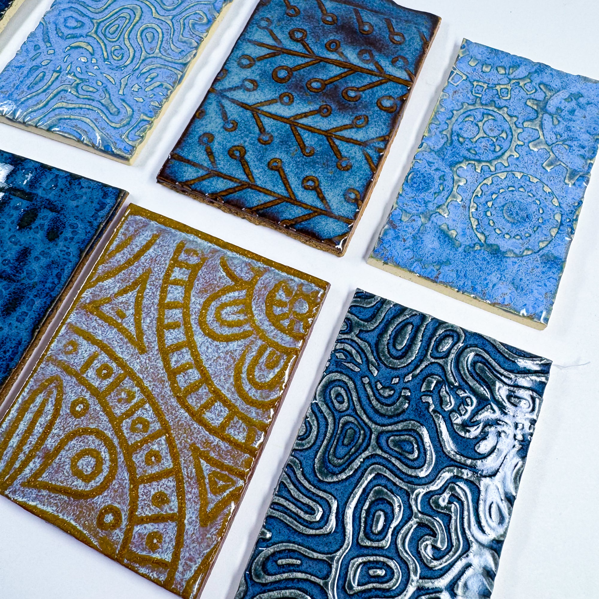 Blues - Handmade Ceramic Tile Scraps