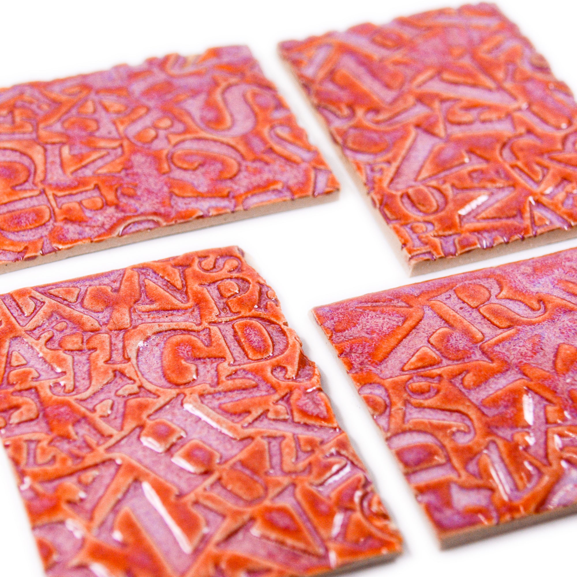 ABCs Magenta - 2x3in Handmade Ceramic Tiles