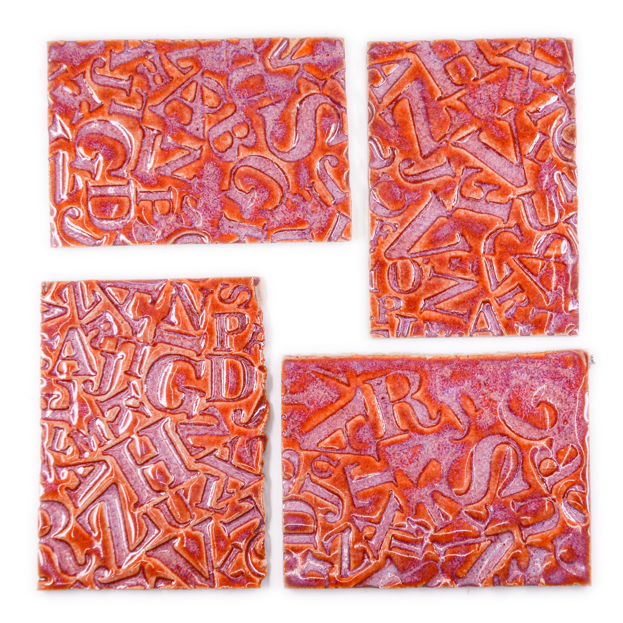 ABCs Magenta - 2x3in Handmade Ceramic Tiles