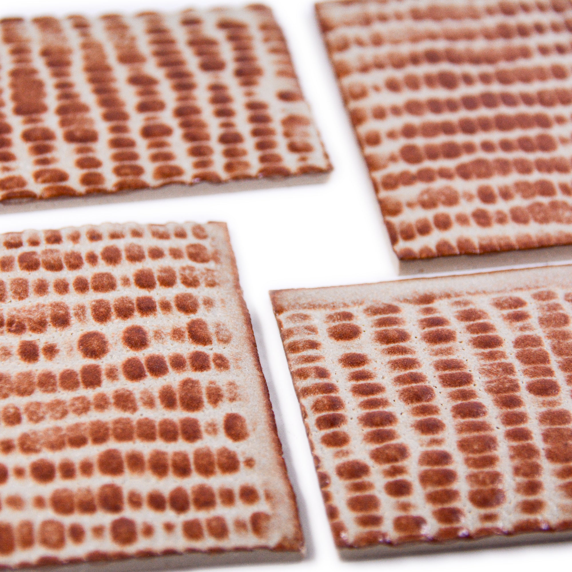 Beads Brown and Cream  - 2x3in Handmade Ceramic Tiles