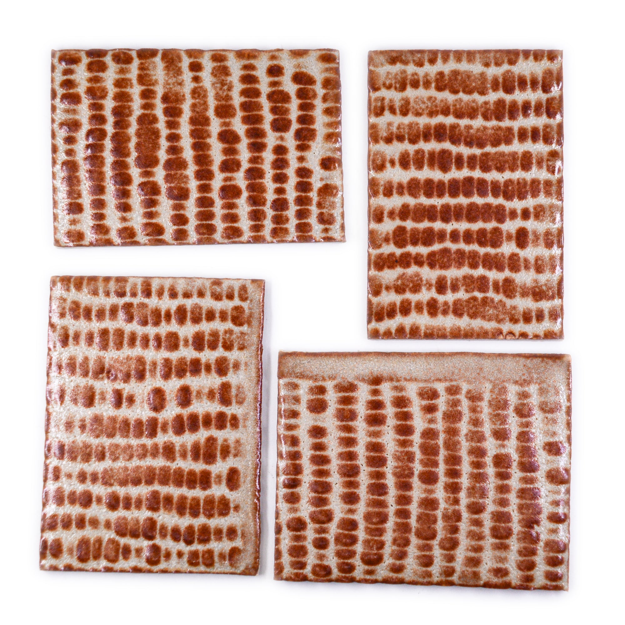 Beads Brown and Cream  - 2x3in Handmade Ceramic Tiles