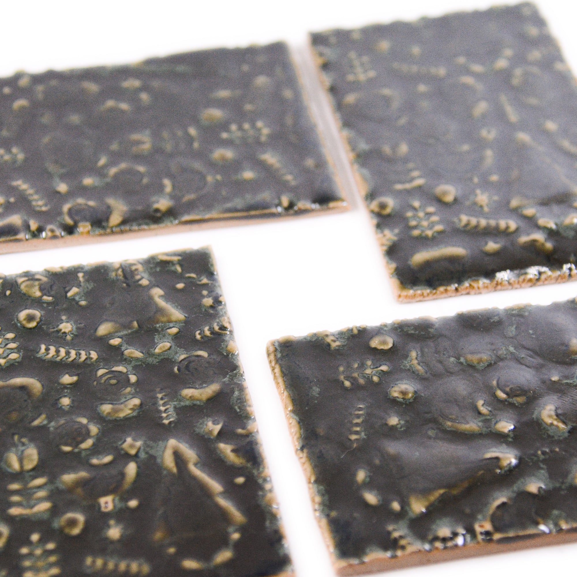 Dark Green Scandinavian Design- 2x3in Handmade Ceramic Tiles
