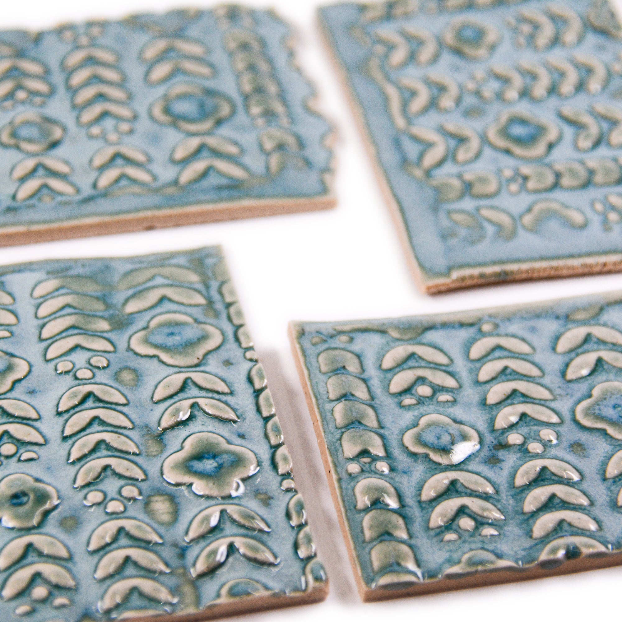Aqua Scandinavian Design- 2x3in Handmade Ceramic Tiles