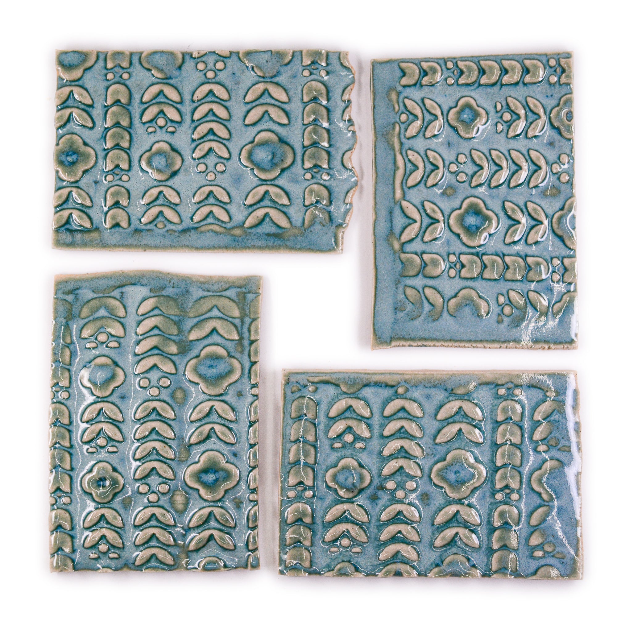 Aqua Scandinavian Design- 2x3in Handmade Ceramic Tiles
