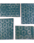 Teal Star Burst- 2x3in Handmade Ceramic Tiles