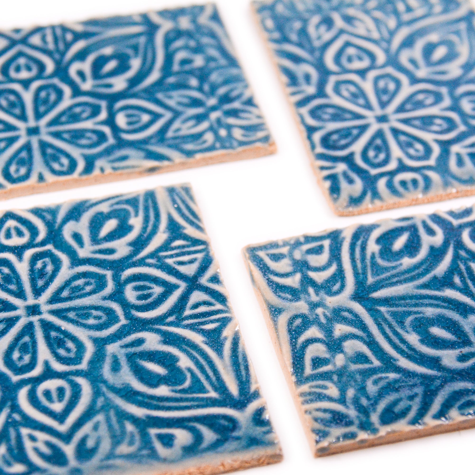 Teal Moroccan - 2x3in Handmade Ceramic Tiles