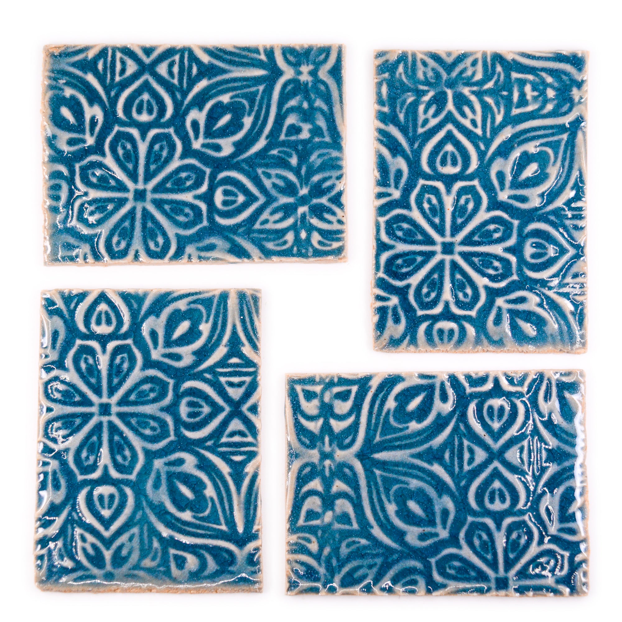 Teal Moroccan - 2x3in Handmade Ceramic Tiles