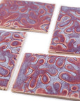 Pink and Blue Matisse  - 2x3in Handmade Ceramic Tiles
