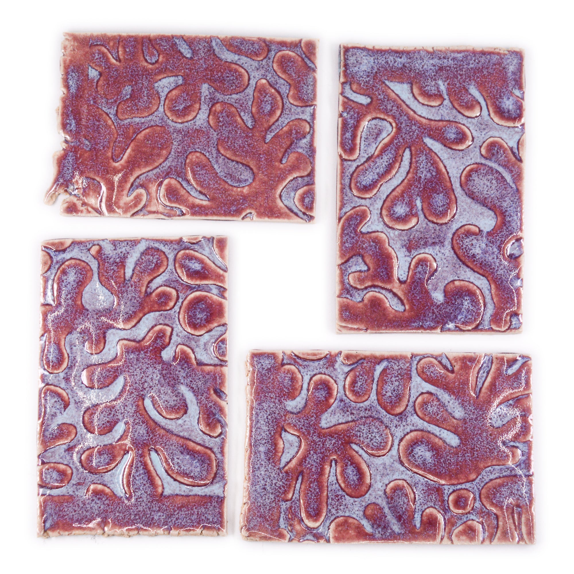 Pink and Blue Matisse  - 2x3in Handmade Ceramic Tiles