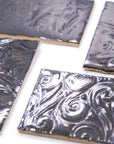 Platinum Metallic Swirls  - 2x3in Handmade Ceramic Tiles