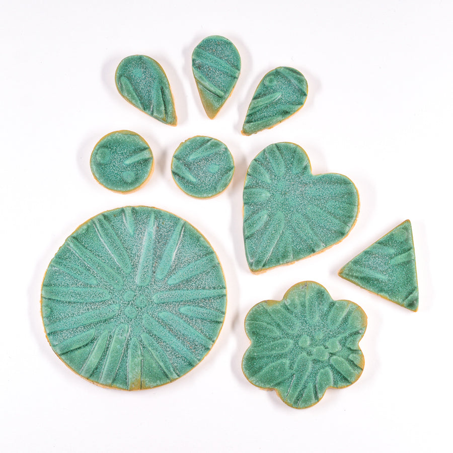 Satin Aqua Sea Urchin - Handmade Ceramic tiles