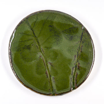 Pine Green Leaf Imprints - Handmade Ceramic tiles