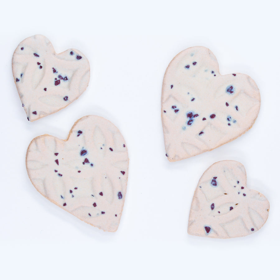 Cream Lattice Hearts - Handmade Ceramic tiles