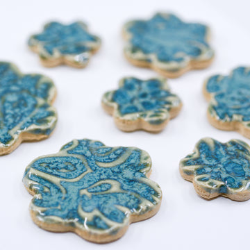 Green-Blue Flower Tiles - Handmade Ceramic tiles