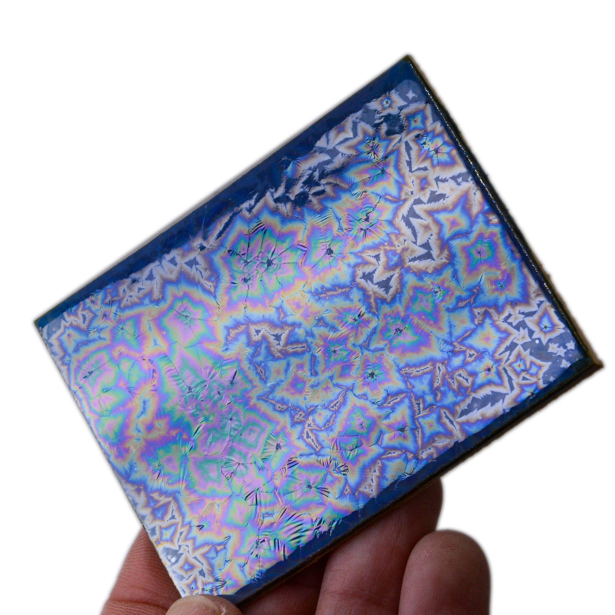 Iridescent Blue Starburst - 2x3in Handmade Ceramic Tiles