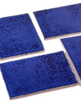 Indigo Floral Circles  - 2x3in Handmade Ceramic Tiles